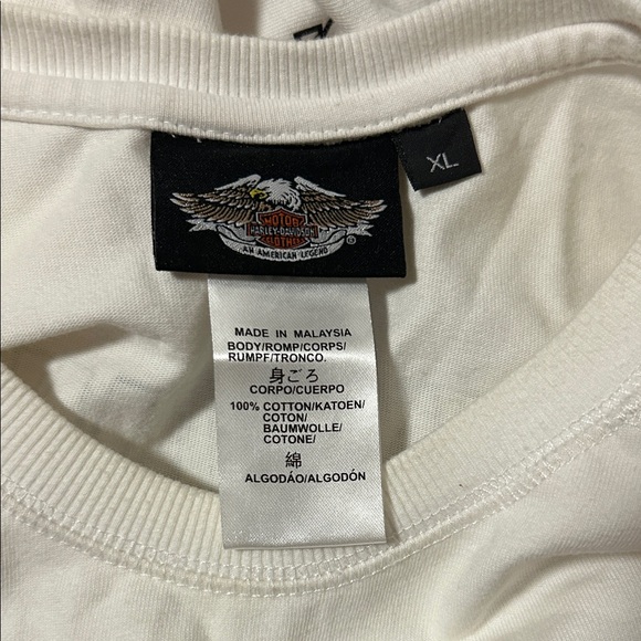 Harley-Davidson Shirt Men Size XL White Embroidered Long Sleeve Tee Flame *flaw - Picture 8 of 12